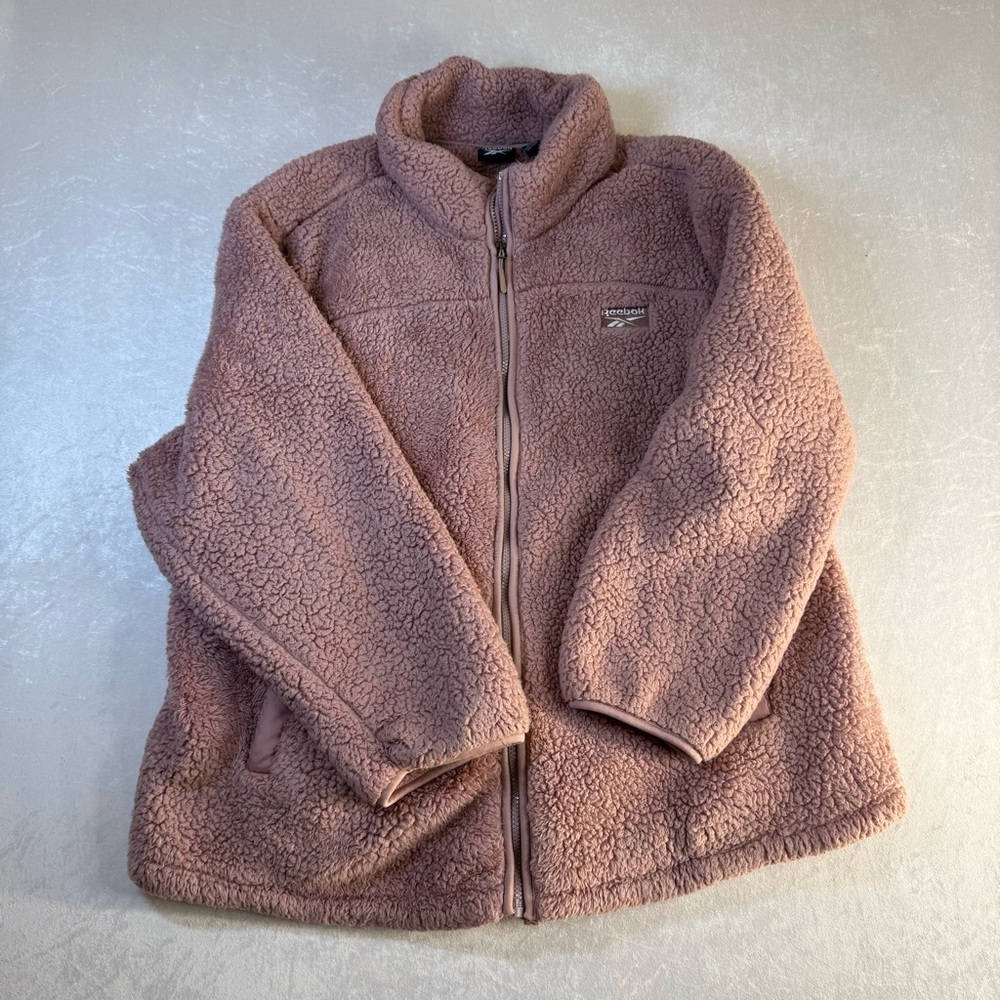 Reebok dusty rose pink mock Fleece Jacket